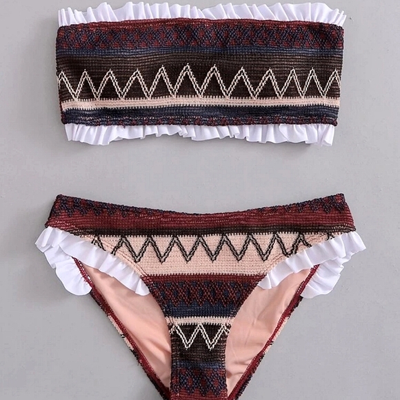 Boho Geometric Bandeau Bikini - Picture 2 of 5
